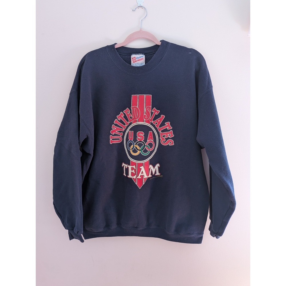 90s USA Olympic Team Sweatshirt Navy Size XL Vintage Comfy USA Hanes Heavyweight
